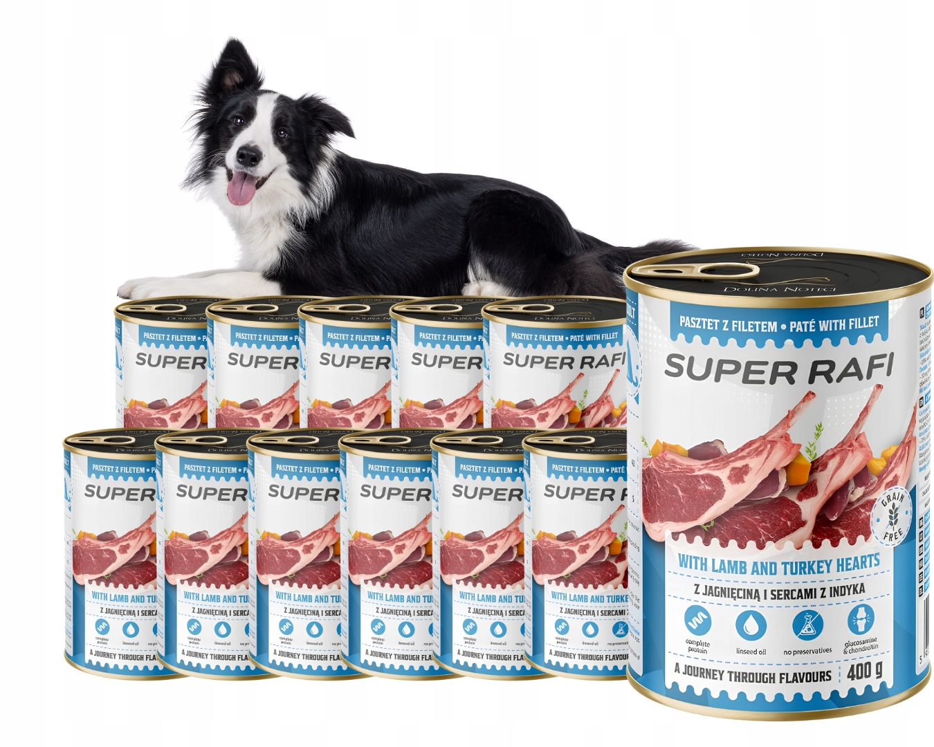 Vlhké krmivo pro psy s jehněčím masem a krůtím srdcem Rafi 12 x 400 g