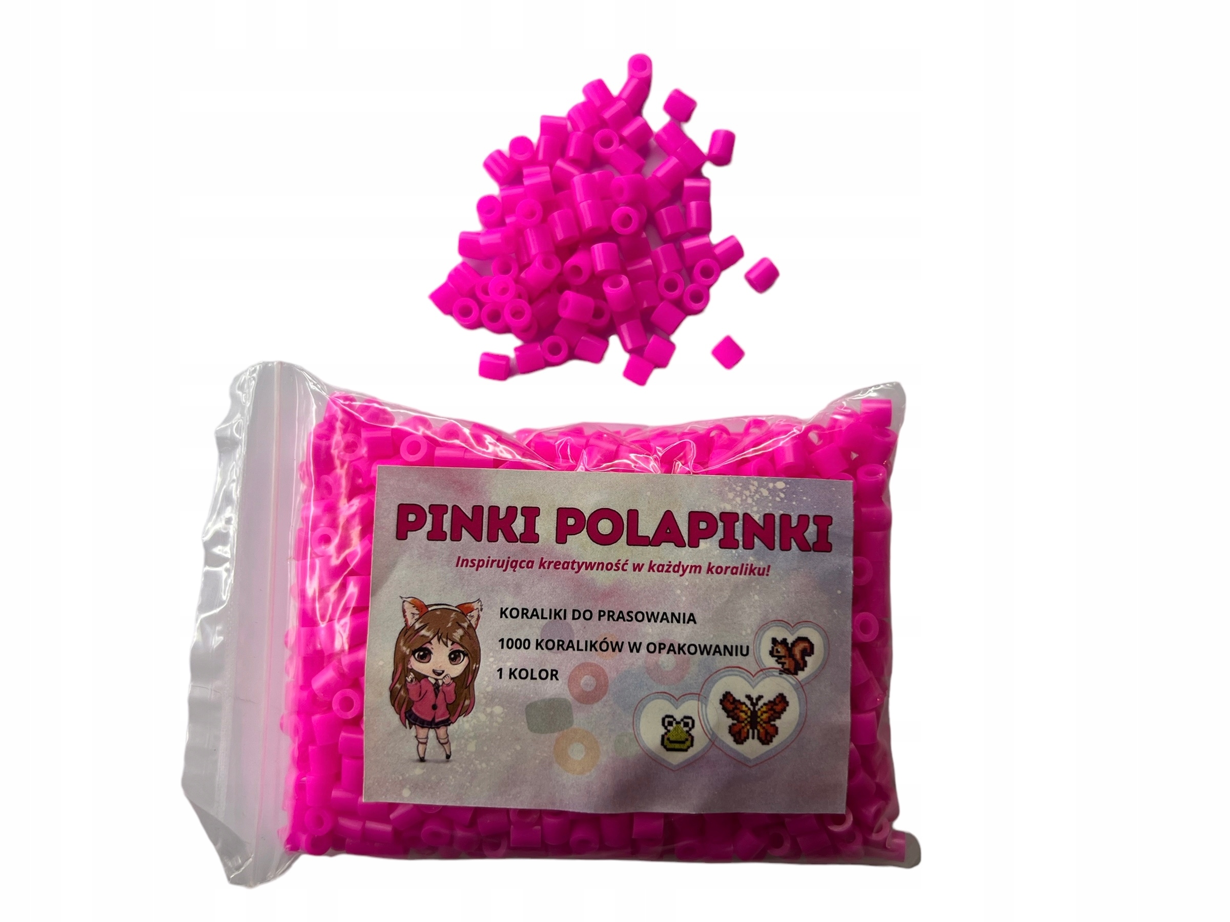 Koraliki do Prasowania Różowe - PINKI POLAPINKI - 1000 szt. RŻ18 Materiał papier plastik inny