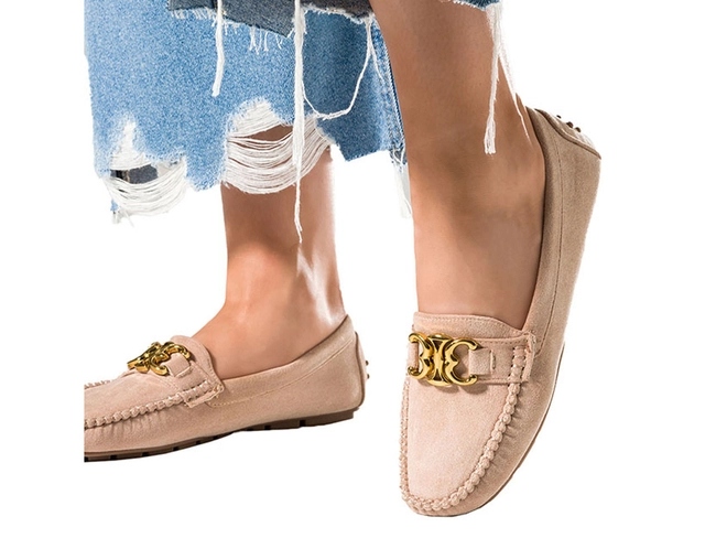 MOKASYNY BEŻOWE PŁASKIE DAMSKIE MODNA OZDOBA LEKKIE PÓŁBUTY WSUWANE r 39