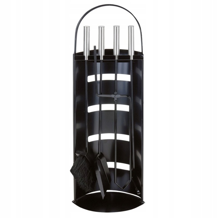 ZESTAW KOMINKOWY DO KOMINKA CZARNY 5 CZĘŚCI AKCESORIA KOMNIKOWE NIERDZEWNE