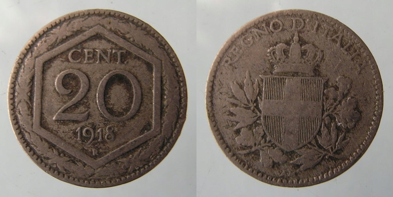 6638. WŁOCHY, 20 CENT, 1916