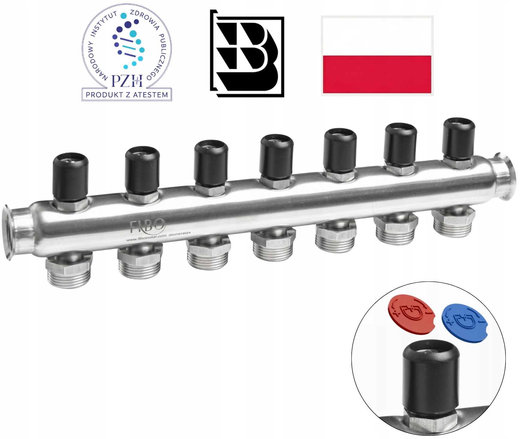 Rozdeľovač Inox Home na pitnú vodu 3/4″ z nehrdzavejúcej ocele, 7 sekcií