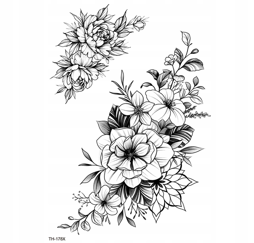 TATUAŻ TYMCZASOWY WODNY 21x15 KWIATY RÓŻA Marka inny