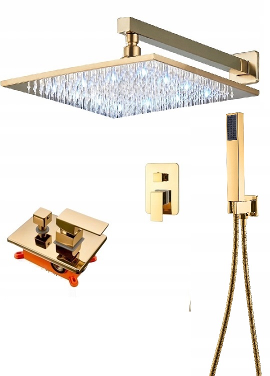 Zlatá sprchová batéria Gold Poler 30 Led