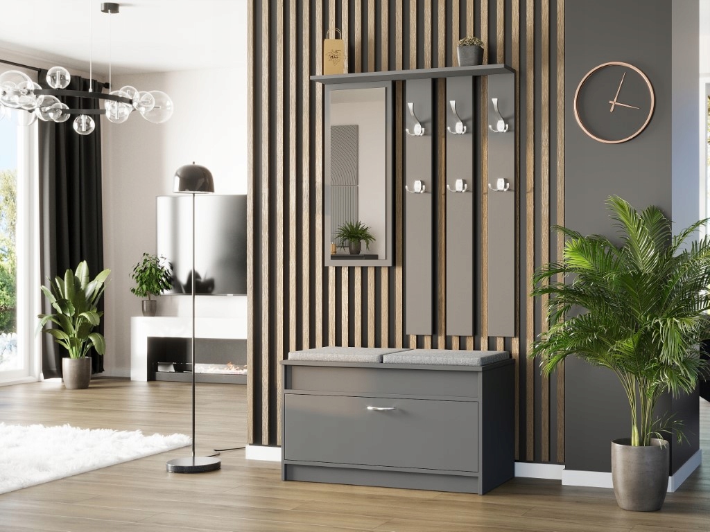 Garderoba wieszak szafka na buty lustro antracyt V-3 Producent