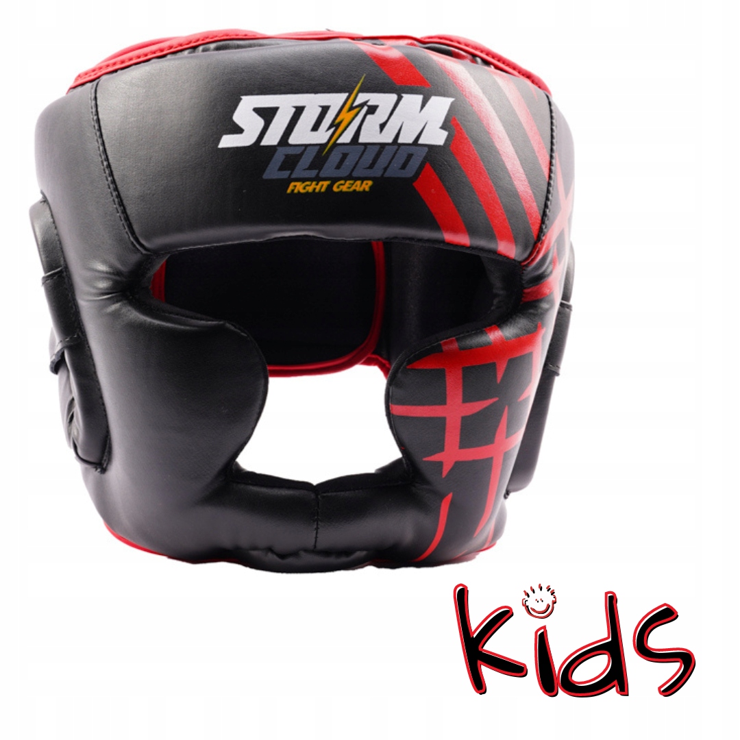 StormCloud Kask Bokserski dla dzieci Lynx Czarno-Czerwony Junior S
