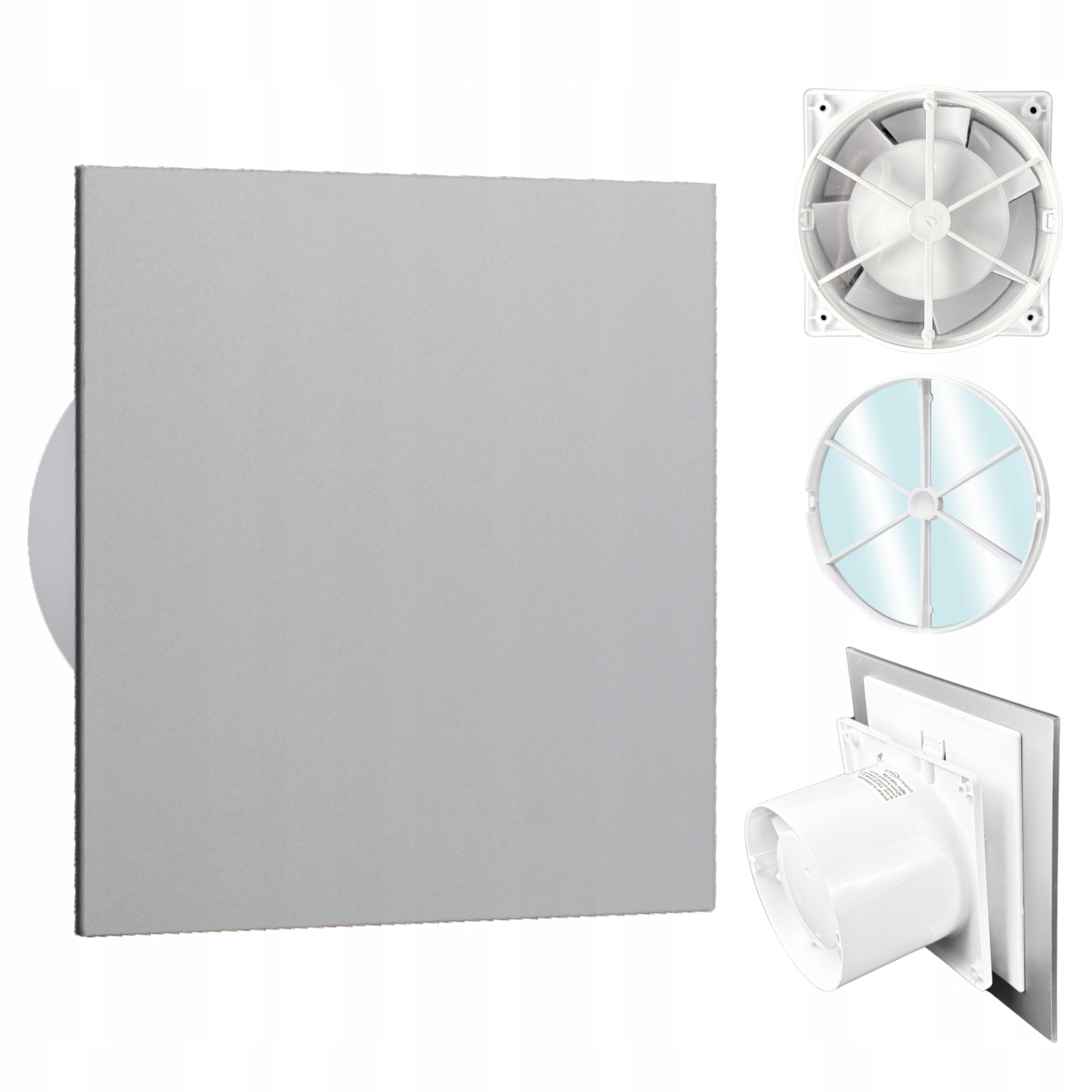 Koupelnový ventilátor dRim fi100 Zpětný Ventil Přední Strana Pp Šedá