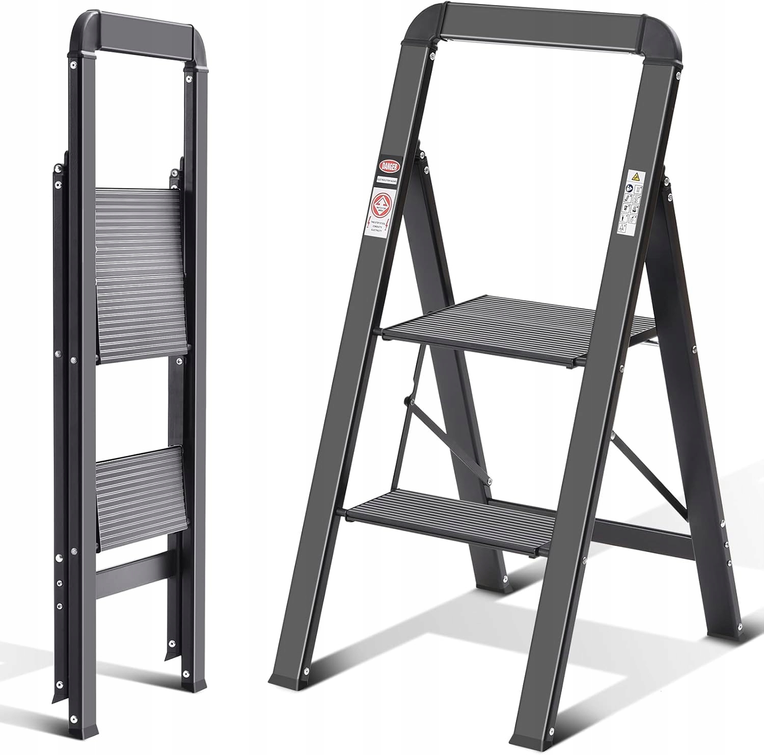 Žebřík 2 stupně s protiskluzovou rukojetí Kingrack 150 kg