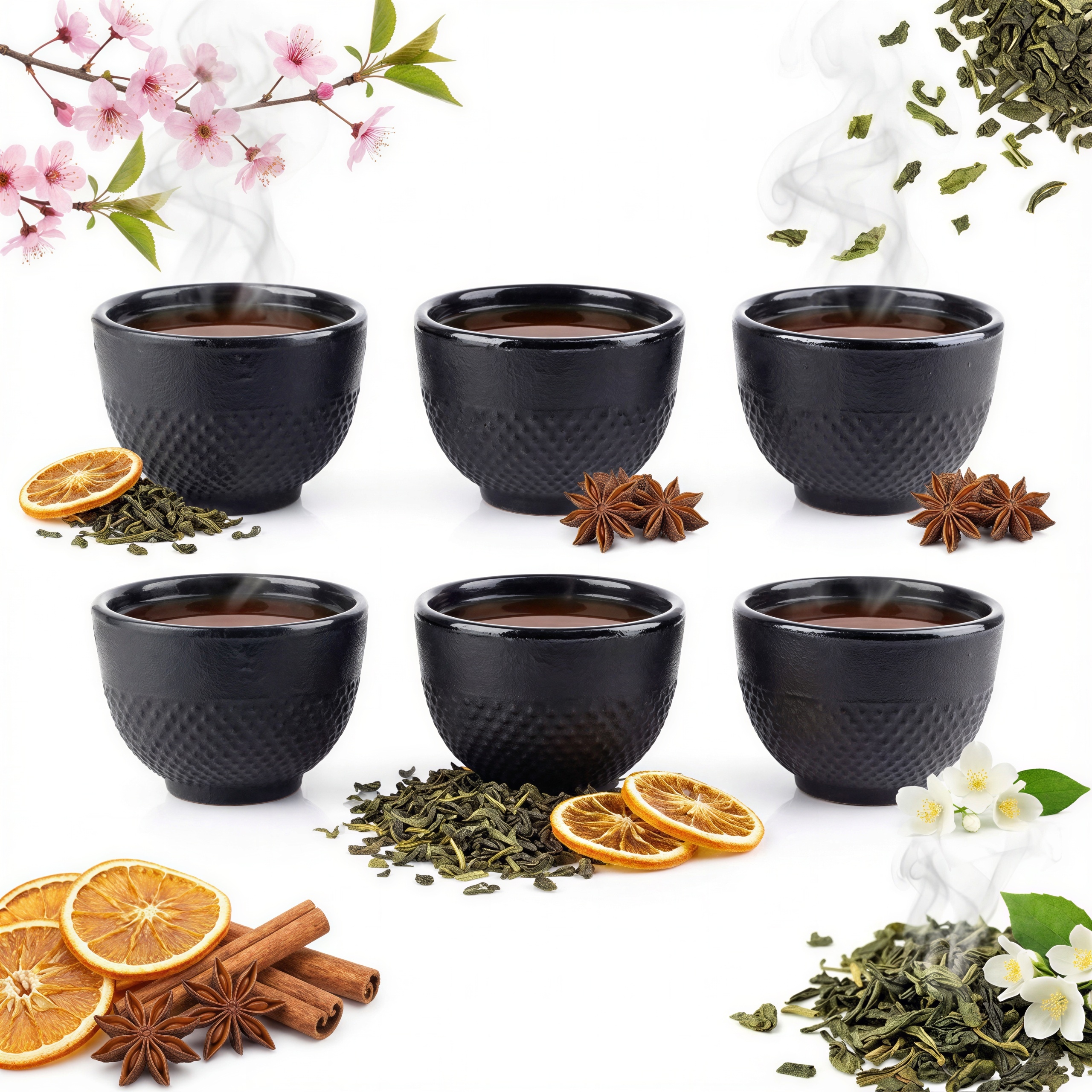 Šálky Litinové Šálky 6 x Kusů Litinový Set Na Čaj A Bylinky 100 ml