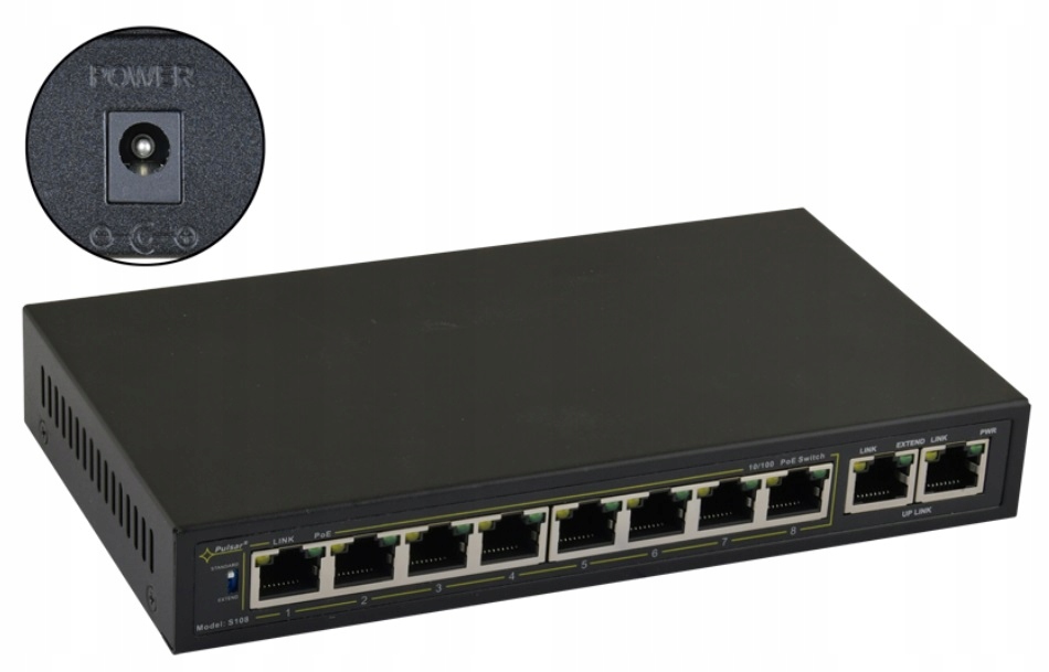 Switch Pulsar S108WP 10 portów czarny