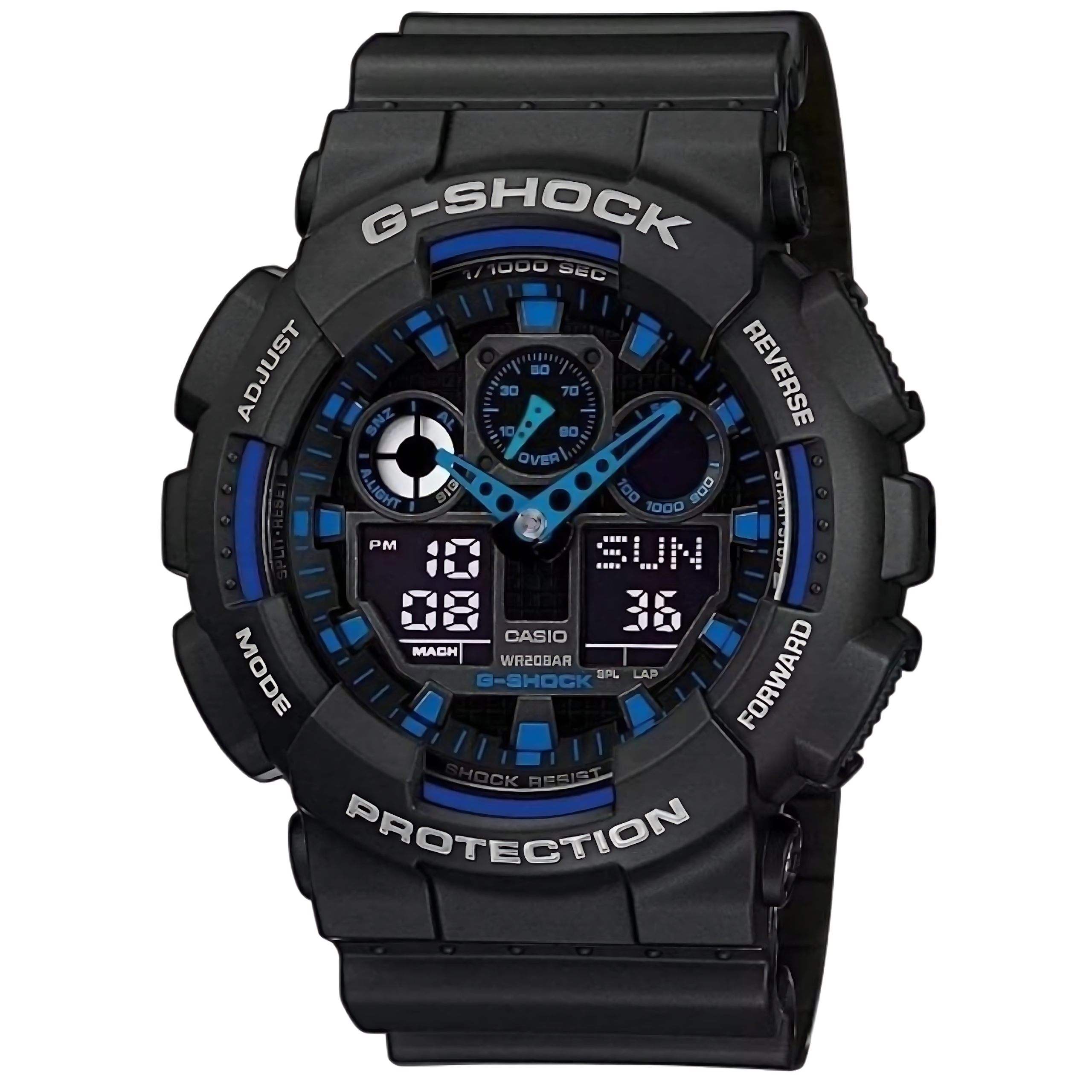 Pánské Hodinky Casio G-Shock GA-100-1A2ER Černý Modrý Pevný Box WR200
