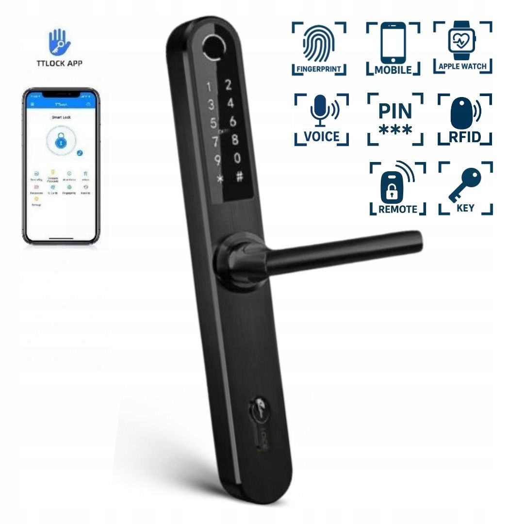 Klamka BOT Smart TTLock H1 92 mm czarna