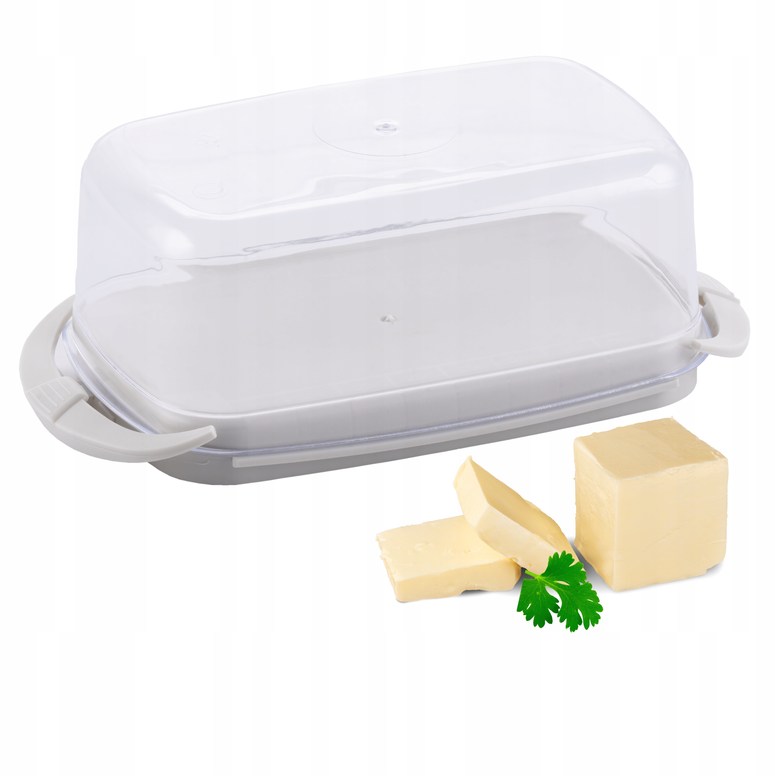 MASELNICA MASELNICZKA POJEMNIK NA MASŁO Z POKRYWKĄ PLASTIKOWY 17x9x6,5 cm Kolor przezroczysty