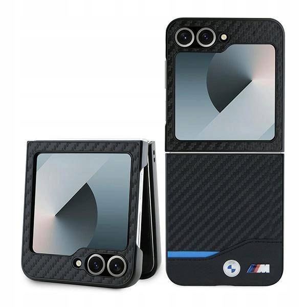 Pouzdro Bmw Carbon Blue Line pro Samsung Galaxy Z Flip 6 černé