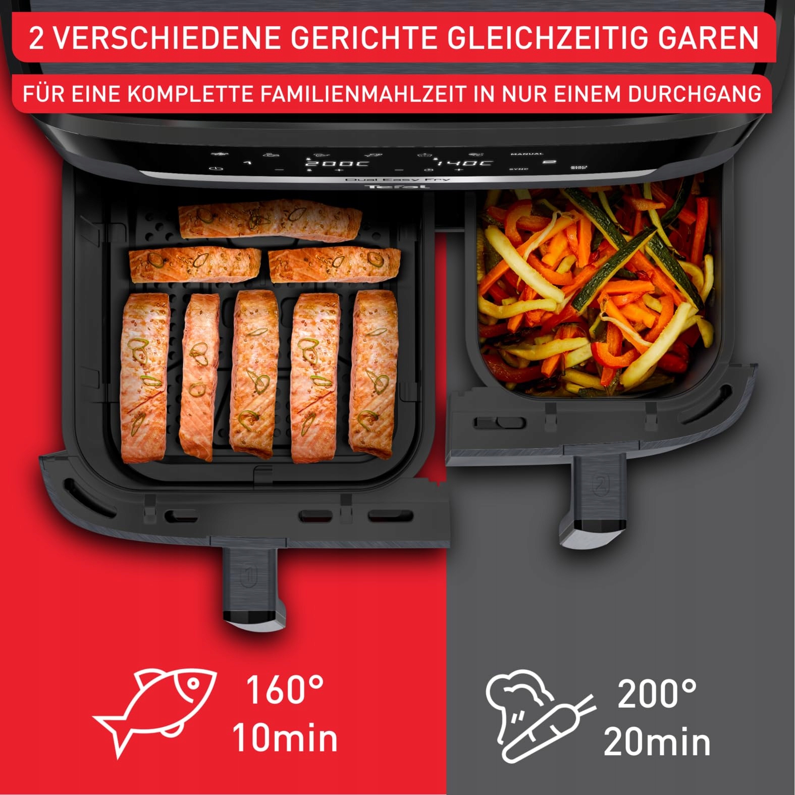 TEFAL Dual Easy Fry XXL Frytkownica Beztłuszczowa 11L 7 Programów Szara — miniatura 4