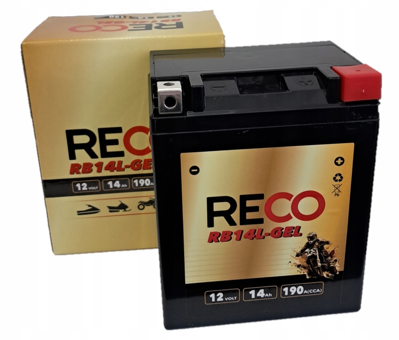 Akumulator motocyklowy 12V 14Ah Reco RB14L-GEL YB14L-A2 YB14L żel P+ Virago