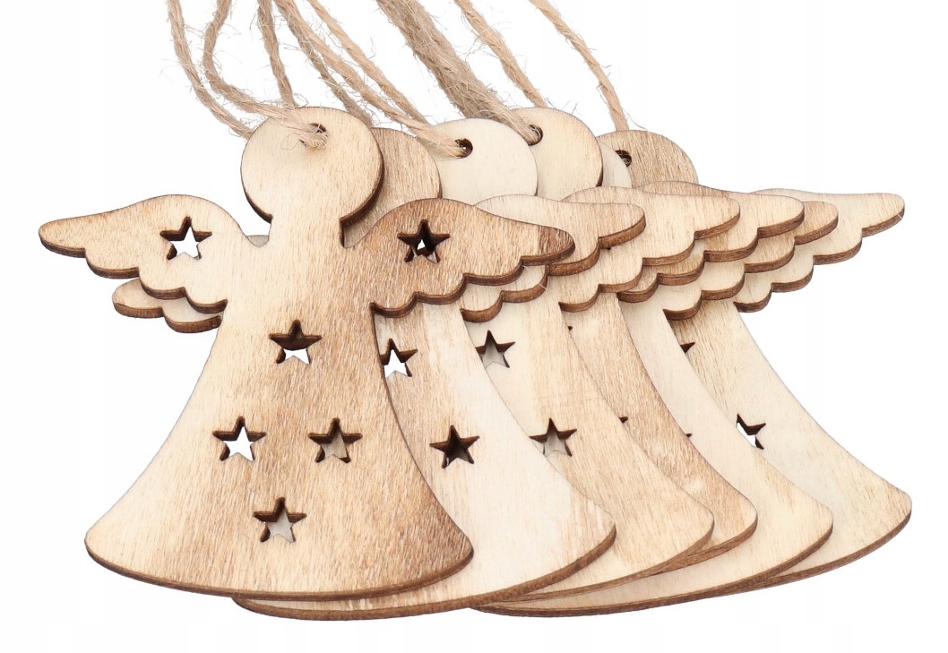 

Aniołki Zawieszki Drewniane Bombki Na Choinkę 6SZT