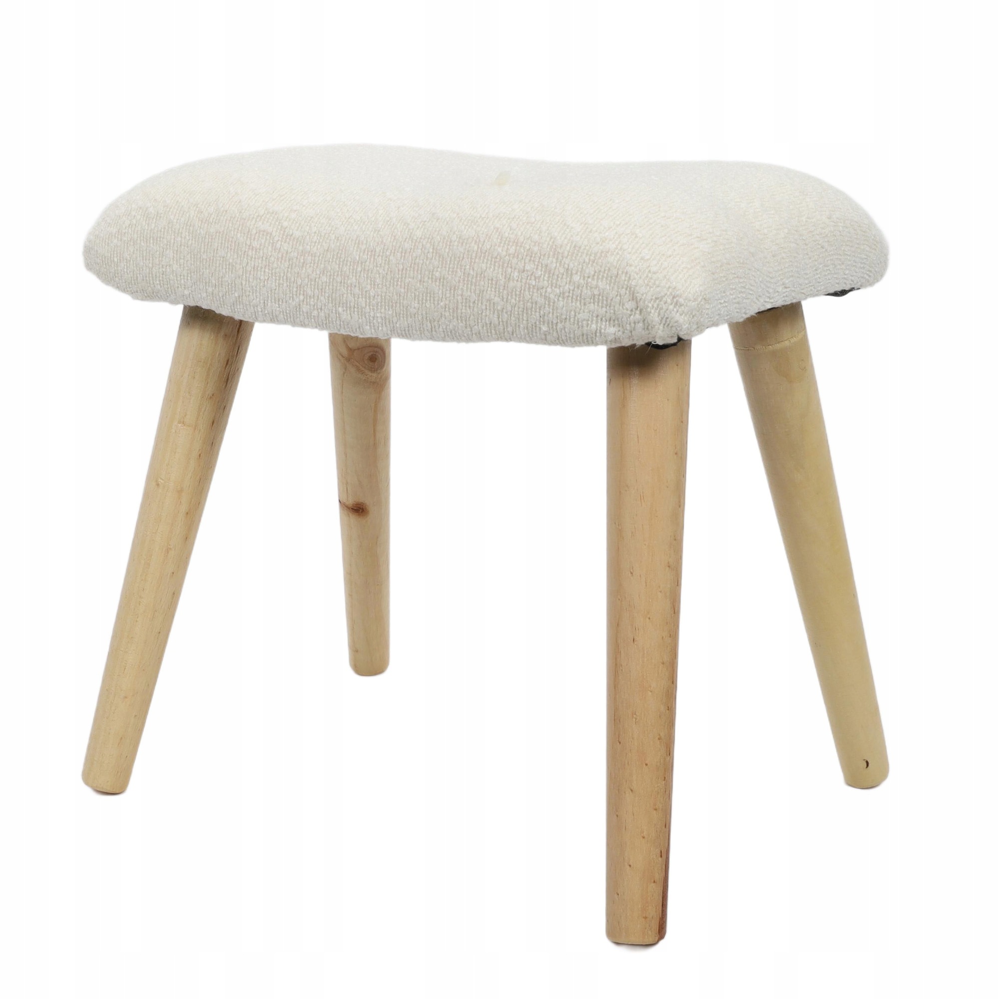 Stolička Boucle Kruk Béžová Borovicové Dřevo 40x28x38 CM Do Obývacího Pokoje