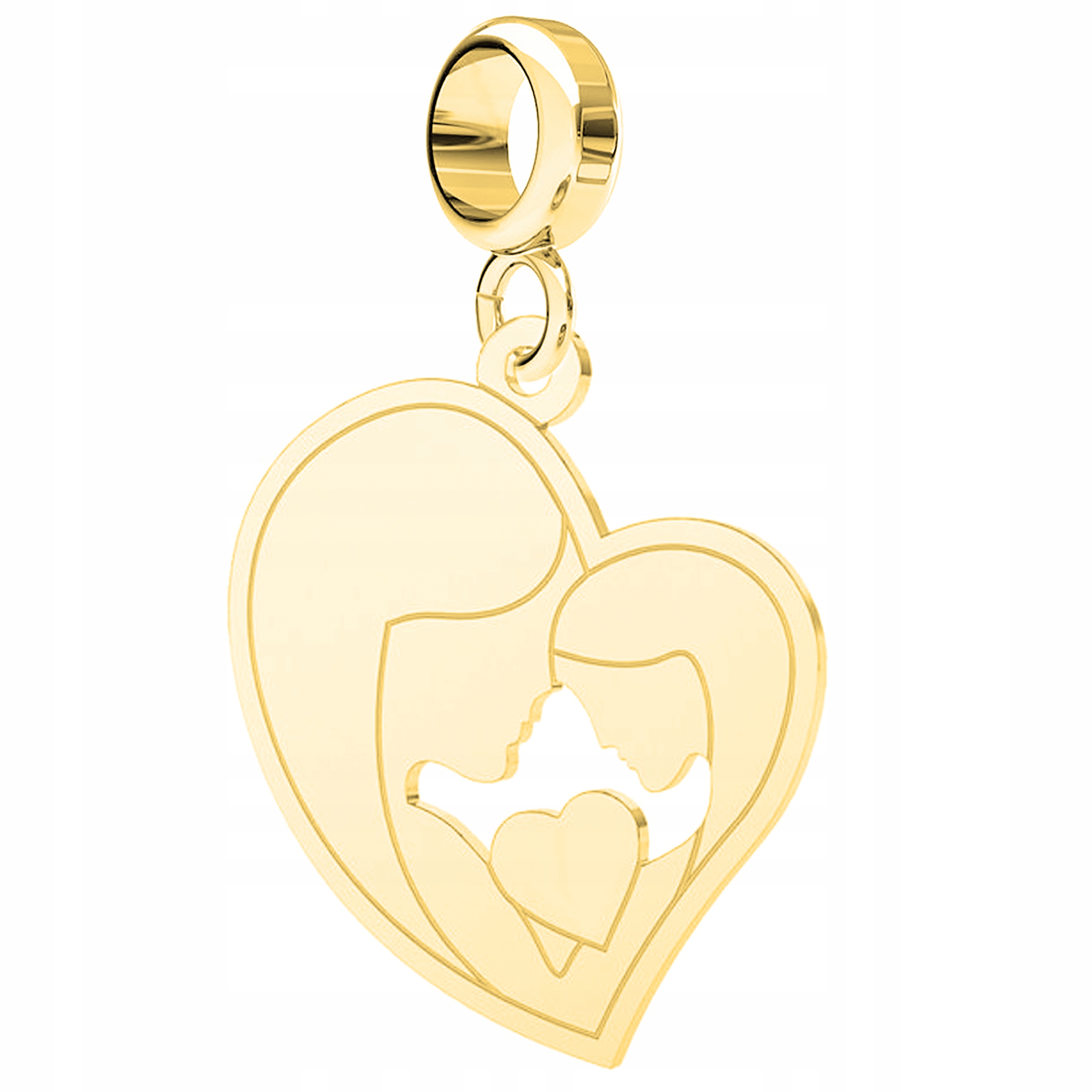 Přívěsek Zlatá Matka s Dcerou Rodina Srdce Láska Stříbro 925