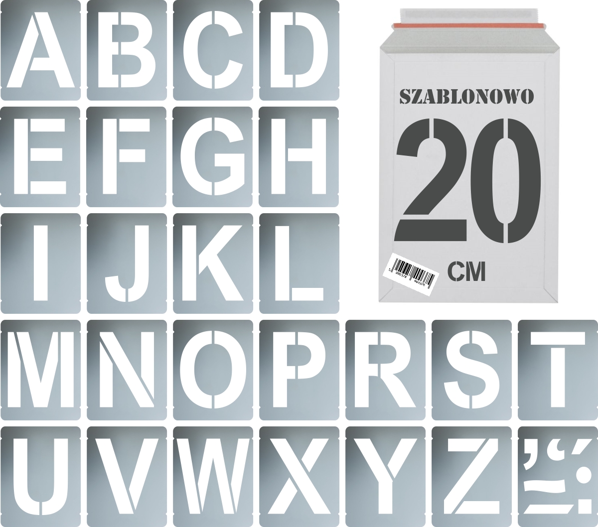 Szablony malarskie wielorazowe Litery 20cm zestaw