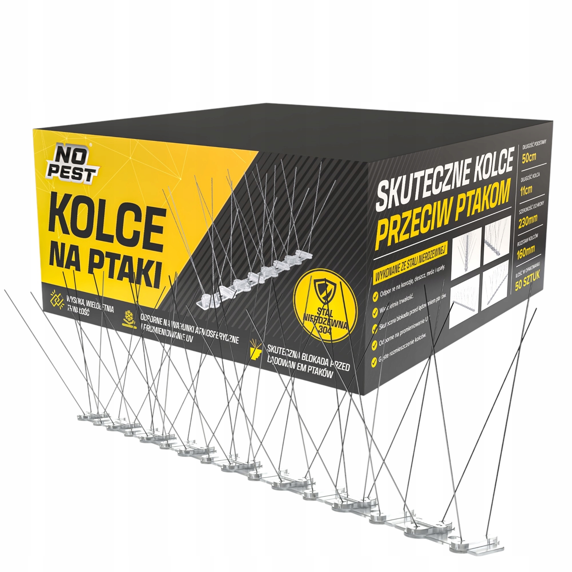 Kolce Na Ptaki Gołębie Mewy Przeciw Ptakom Gołębiom Nierdzewne Gęste 50CM