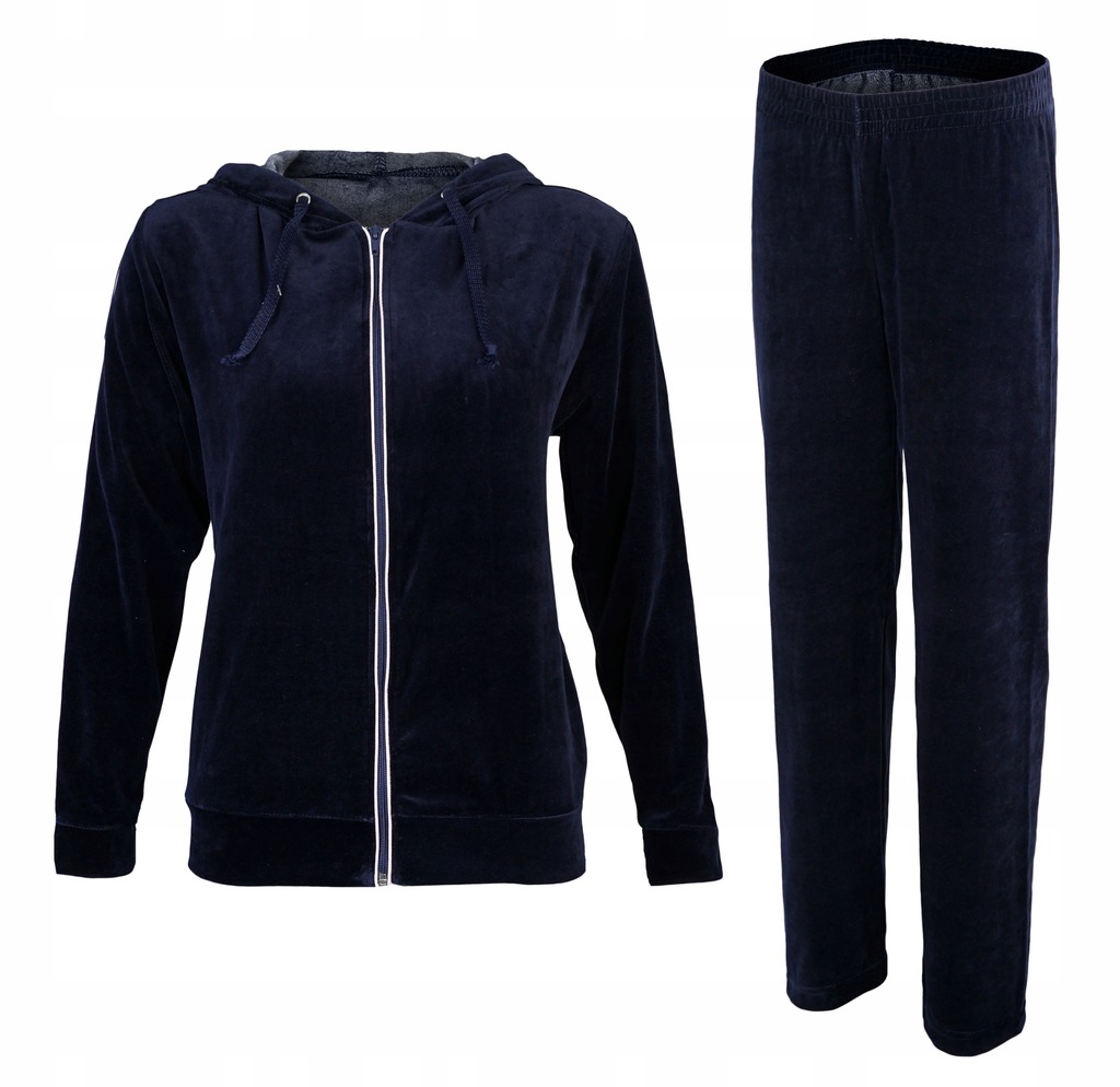 Teplákovka velurový dámský rozepínací s kapucí teplý pohodlný, tmavě modrý Adi XXL