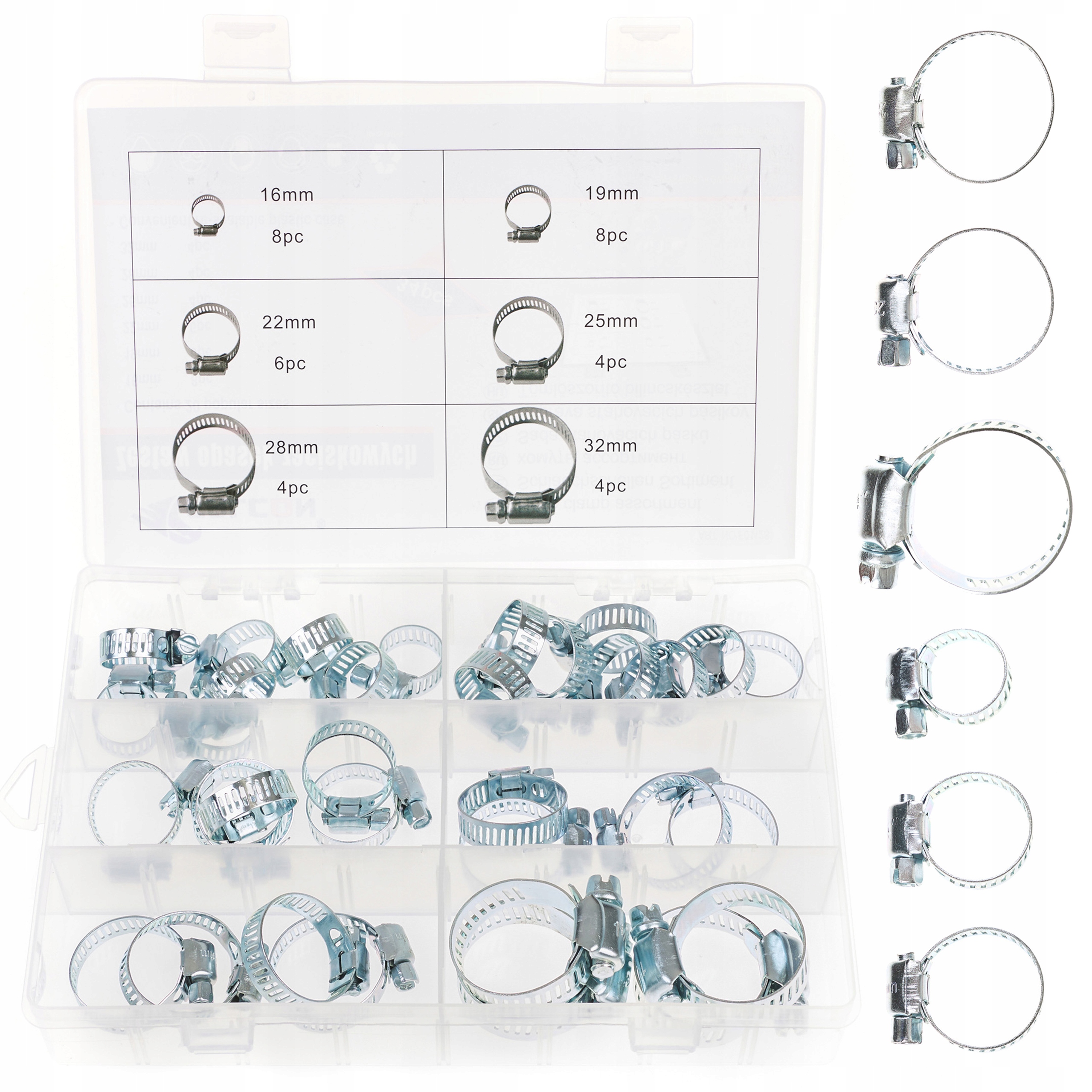 Opaski Zaciskowe Metalowe Ślimakowe 34 Szt. Obejma