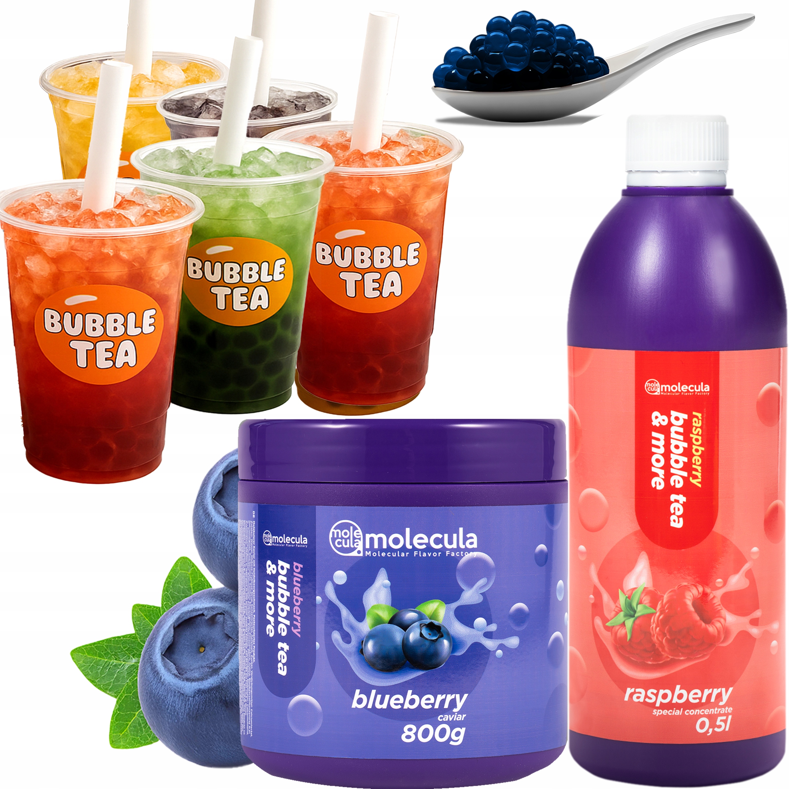 Levně Bubble Tea Startovací Sada jako Dárek Kuličky Jahoda Syr. Malina Hrníčky Slámky