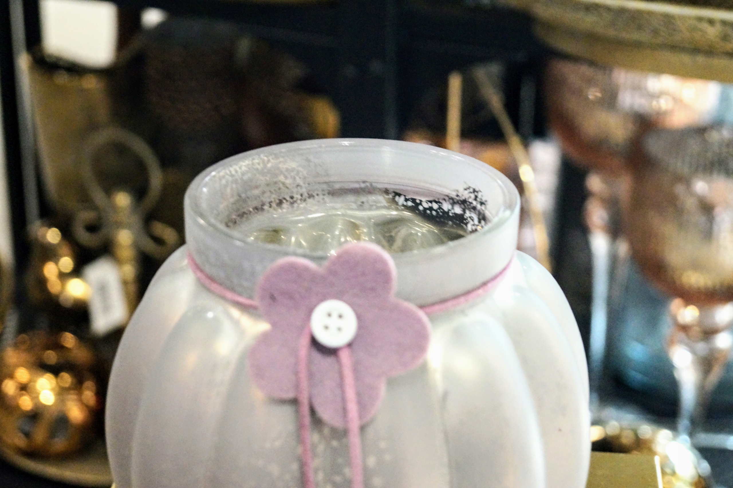 LAMPION BEŻ 14cm Materiał wykonania szkło