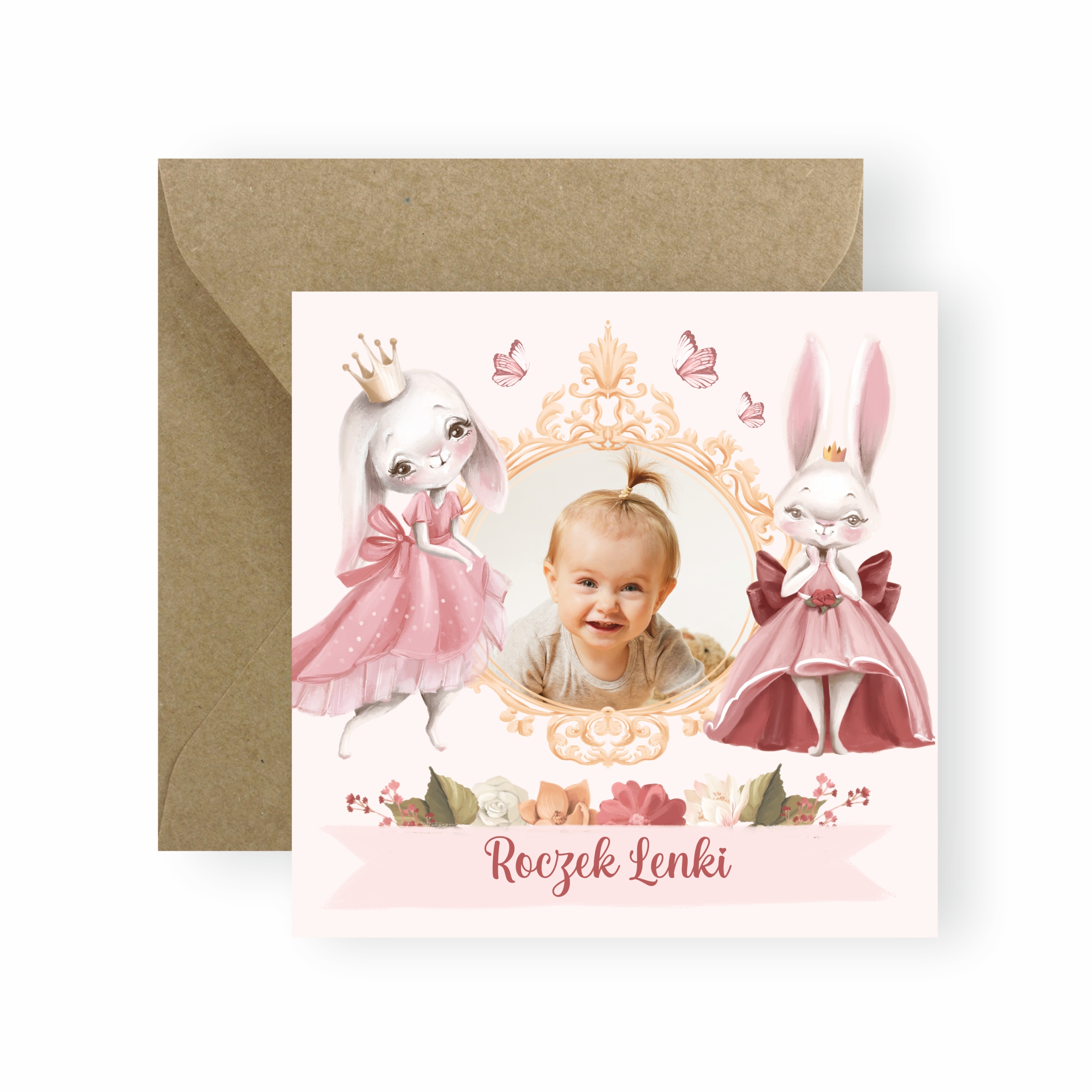 ZAPROSZENIA NA ROCZEK 2 3 4 5 6 URODZINY ZE ZDJĘCIEM KRÓLICZEK + KOPERTY