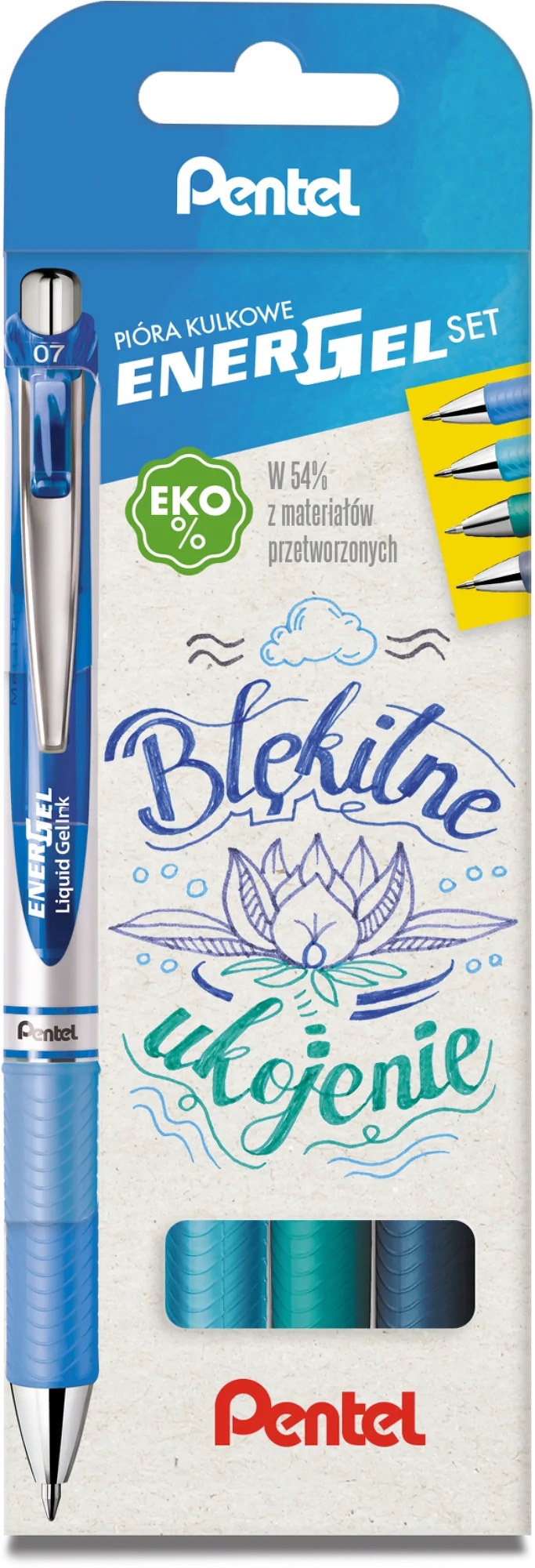 PIÓRO KULKOWE PENTEL ENERGEL BL77 ZESTAW 4 KOLORY