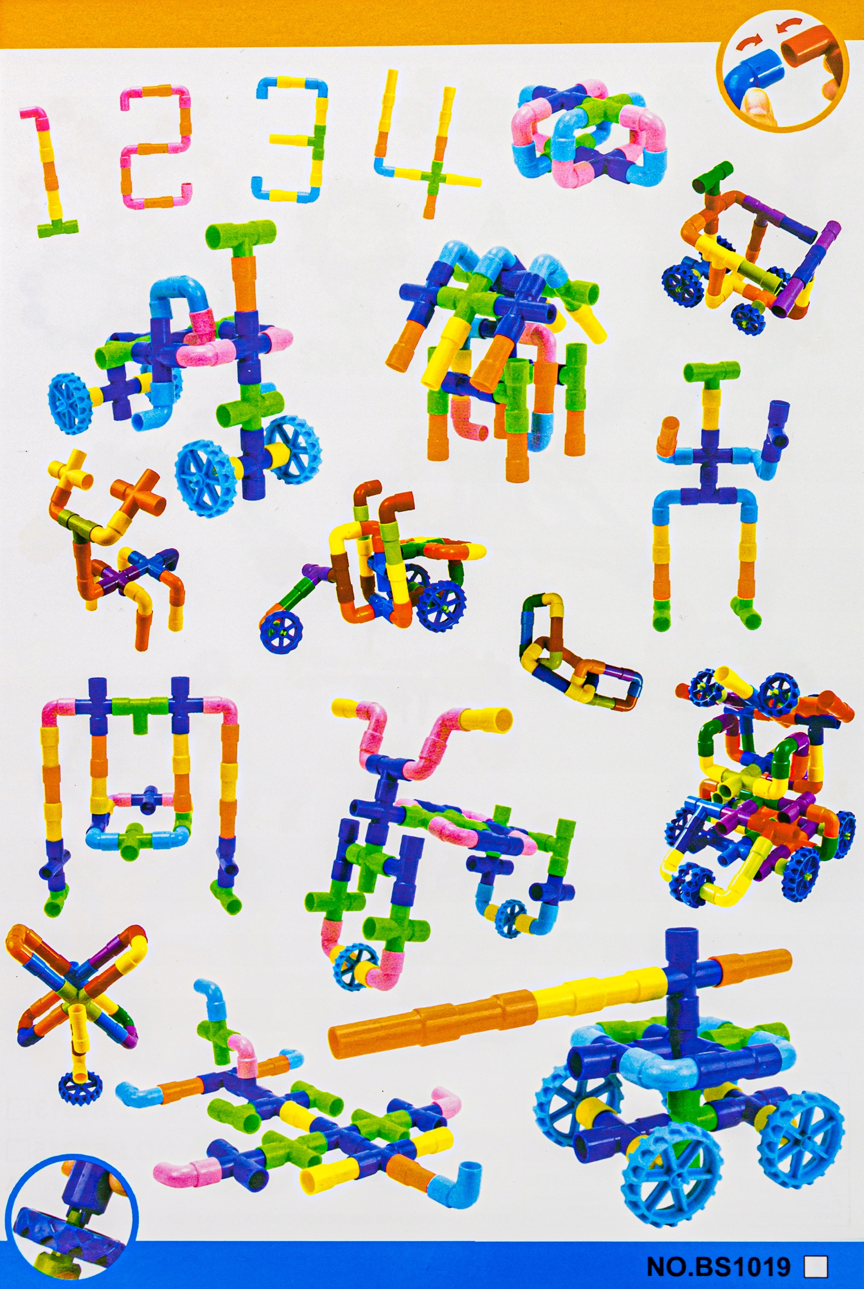 DUŻE KLOCKI Słomki Konstrukcyjne dla DZIECI Kolorowy Rurociąg Rurki 340 El. Płeć chłopcy dziewczynki unisex