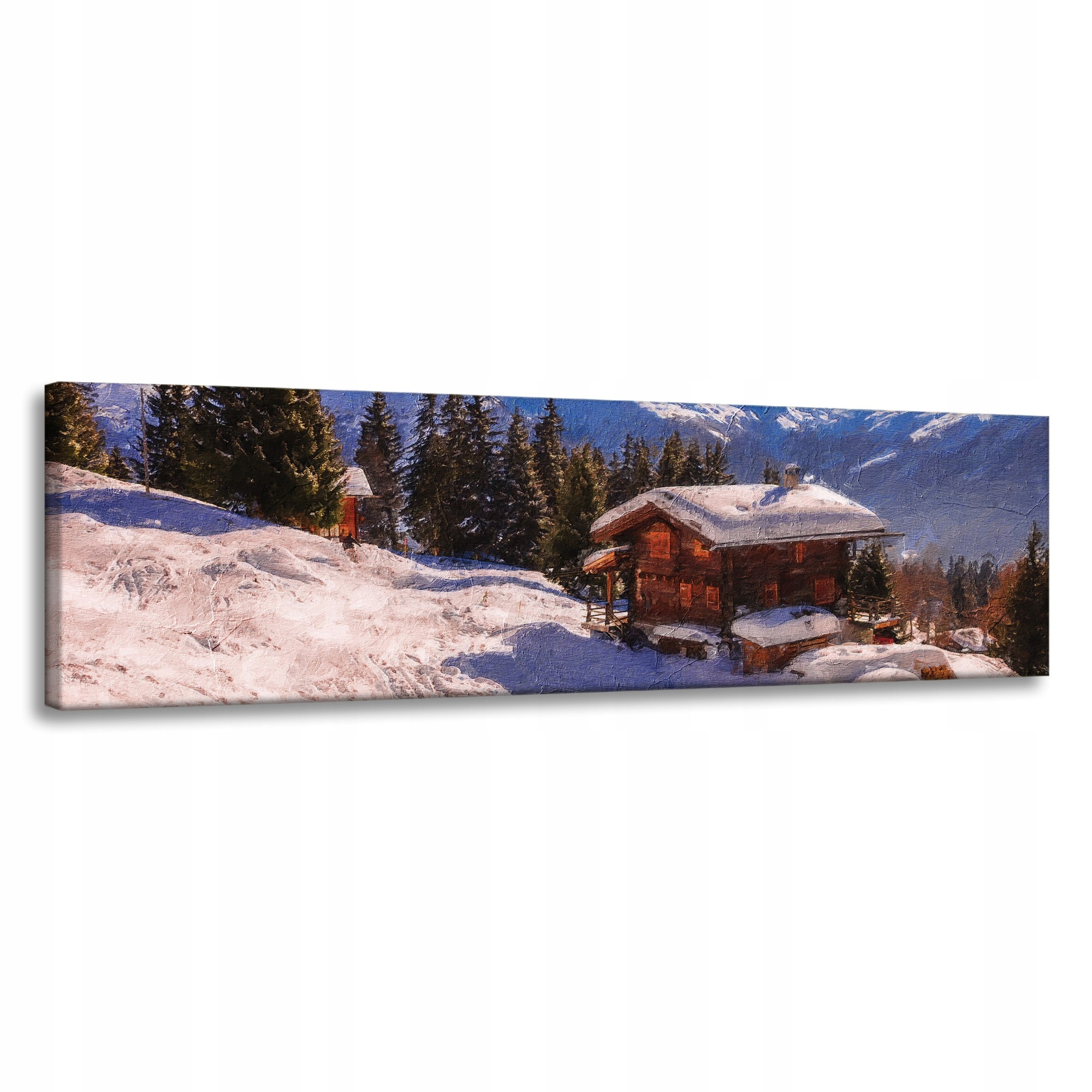 Obraz na plátně Domeček ve Sněžných horách Zima 120x40 cm Ideální jako dárek