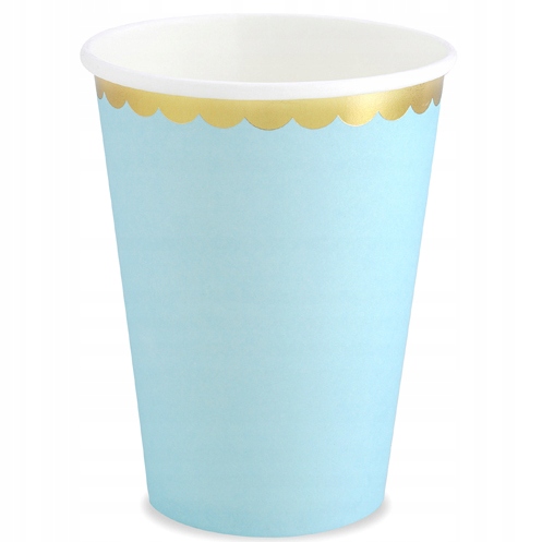 Kubeczki papierowe kubki niebieskie złoty brzeg