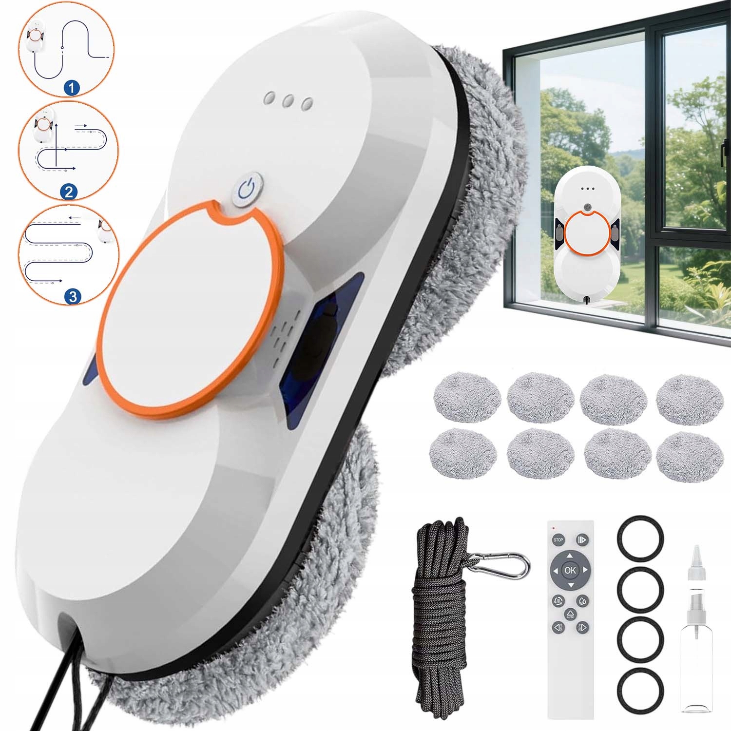 Robot Na Mytí Oken Zrcadel Inteligentní Automatický 3 Režimy 5600 Pa