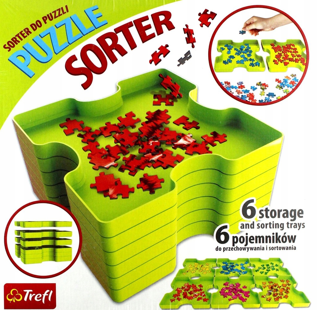 SORTER dziecięcy NA PUZZLE kolorowy POJEMNIK organizacyjny do PUZZLI TREFL Materiał plastik