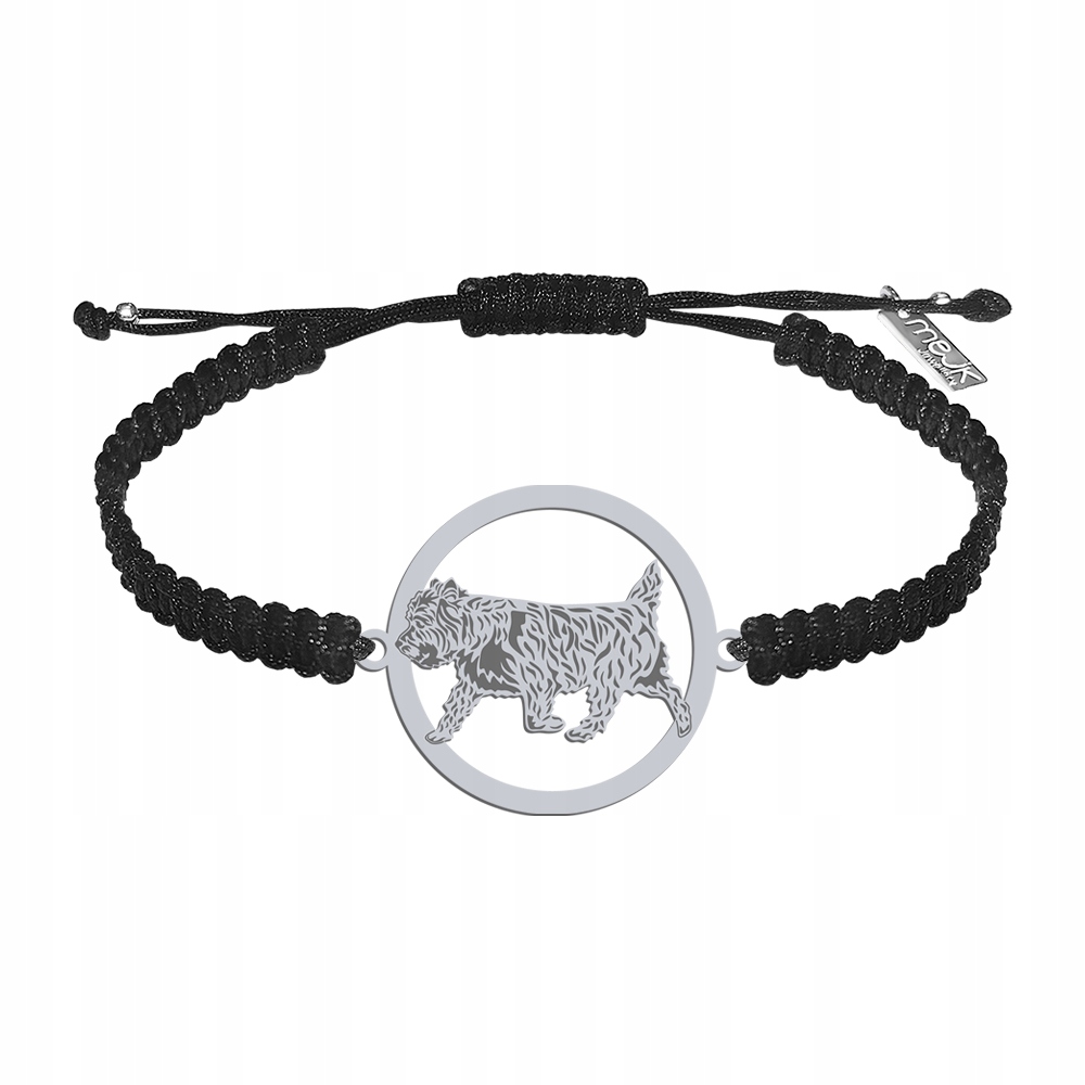 Stříbrný náramek z Cairn Terrier 925 Šperky Dárek Makramé Gravírování