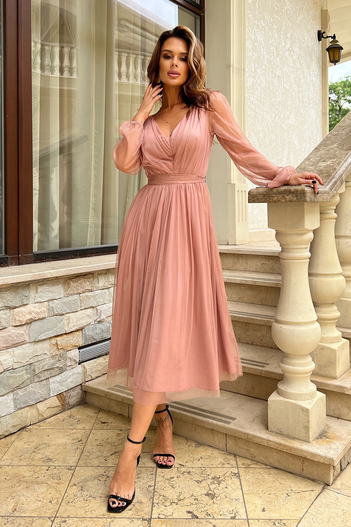 Šaty MIDI Na Svatební Hostina 269 Nude 38 M