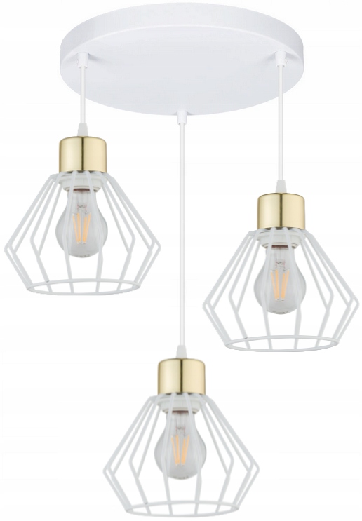 

Lampa Wisząca Żyrandol Loft Brylant Biała Złota