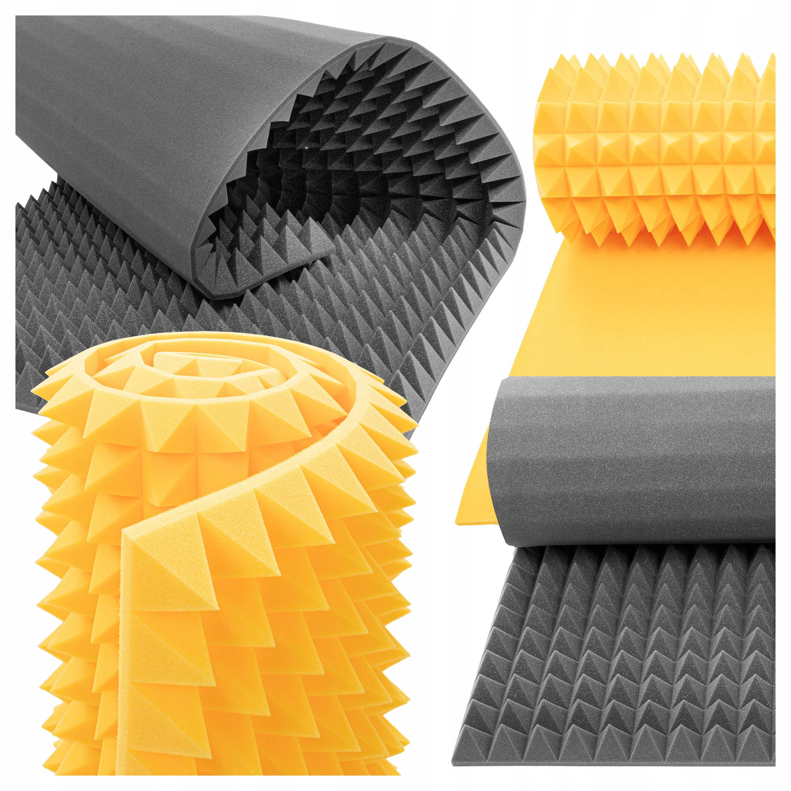 Akustické pěny s povrchem pyramidy rozptylující zvuky ve zkušebně