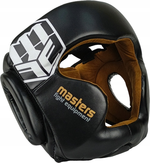Kožená sparingová boxerská přilba Kss-pu-black Masters, velikost L 58-62 cm