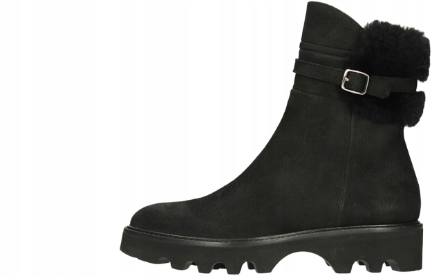 Melvin & Hamilton Černé Semišové Kotníkové Boty S Kožíškem A Sponou 41 3 Db