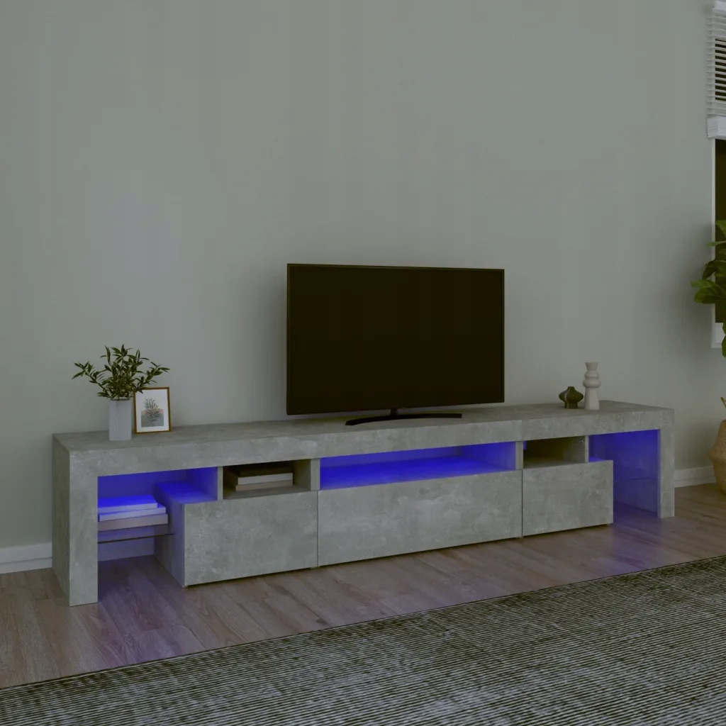 Petrashop Tv skříňka s Led osvětlením betonově šedá 215x36,5x40 cm Šedá 31