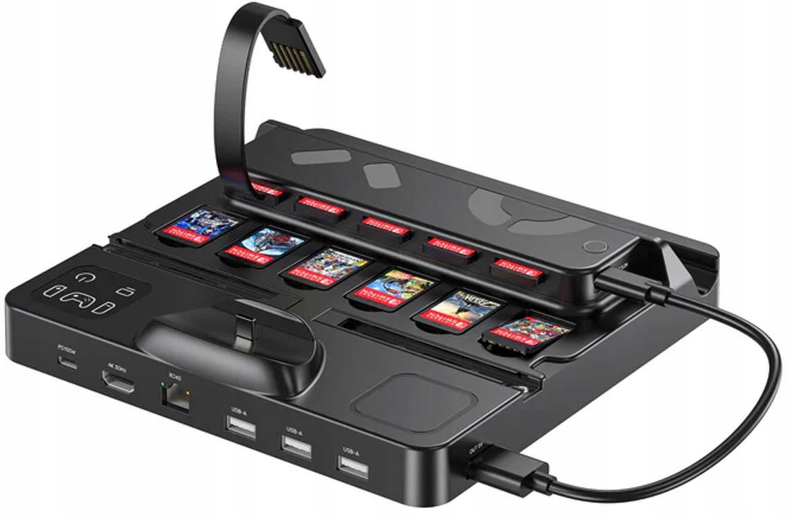 Unitek – nabíjecí stanice Switch s přepínačem a čtečkou herních karet