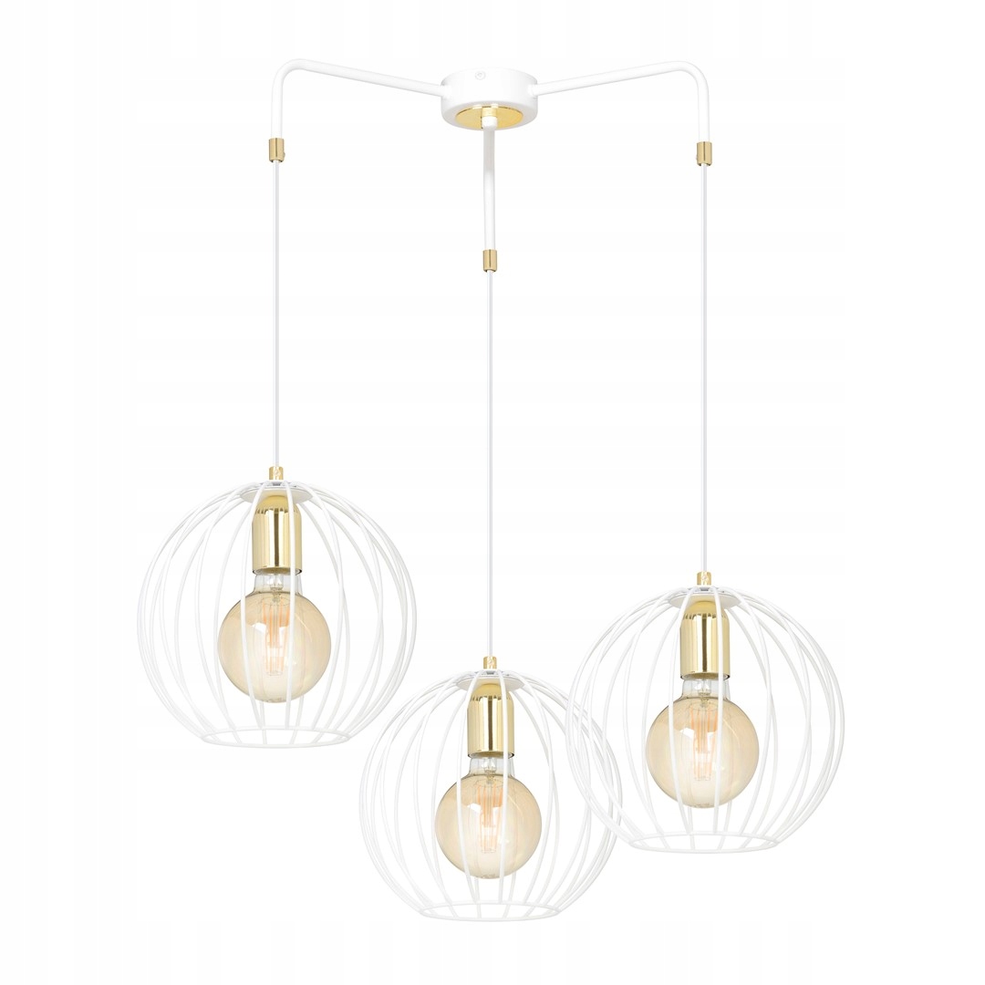 Závesná lampa Albio 3 White moderná, loft, biela/zlatá