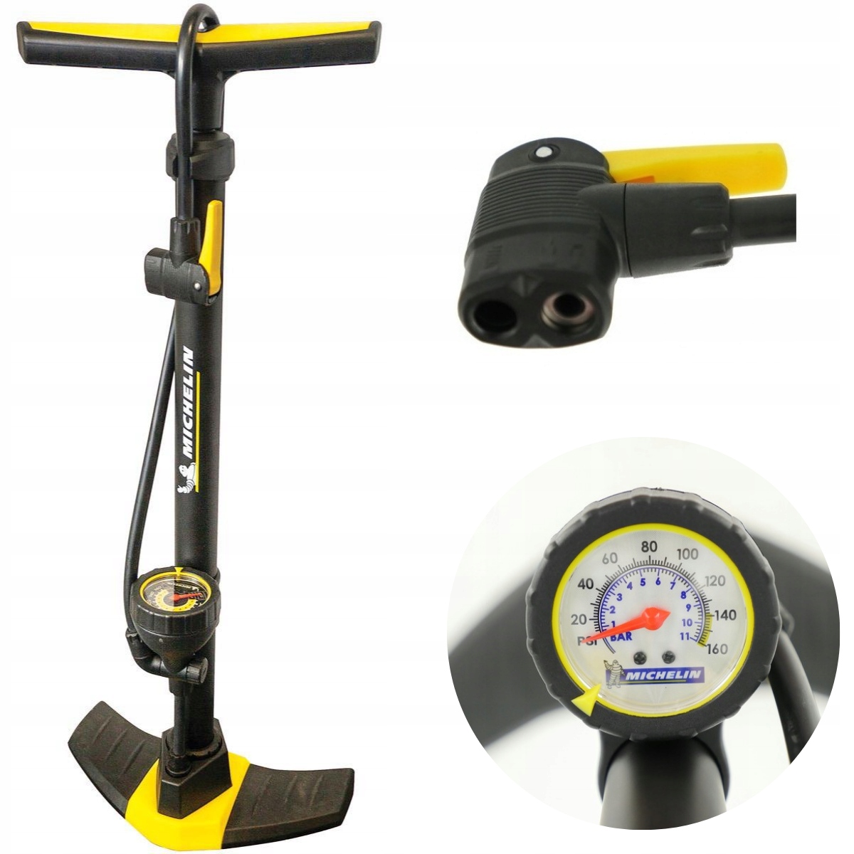 Michelin Pompka Rowerowa z Manometrem 11 Bar Podłogowa Stalowy Korpus