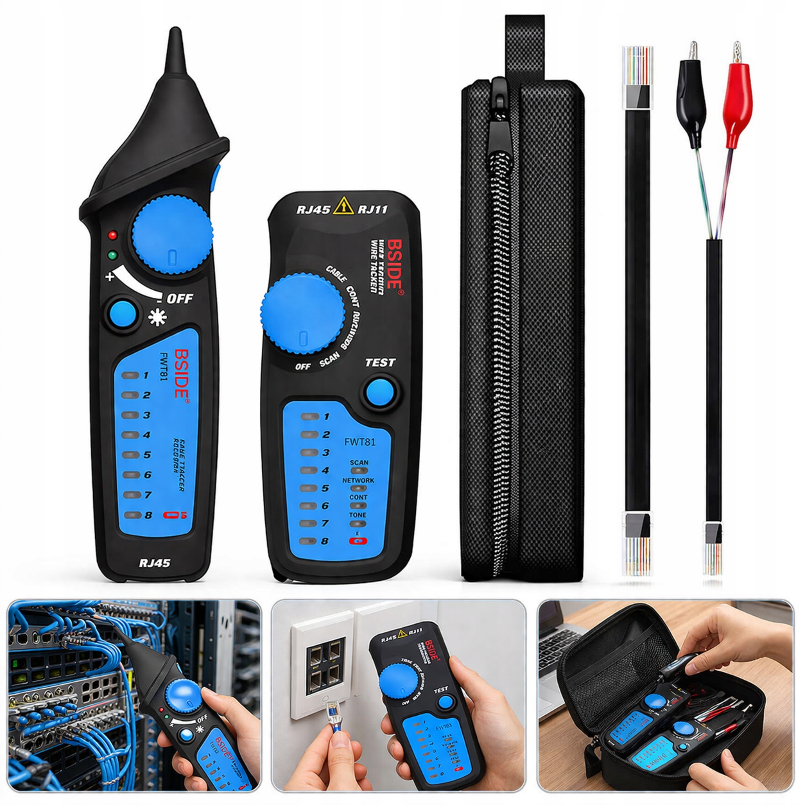 BSIDE FWT81 Tester kabli sieciowych RJ11 RJ45