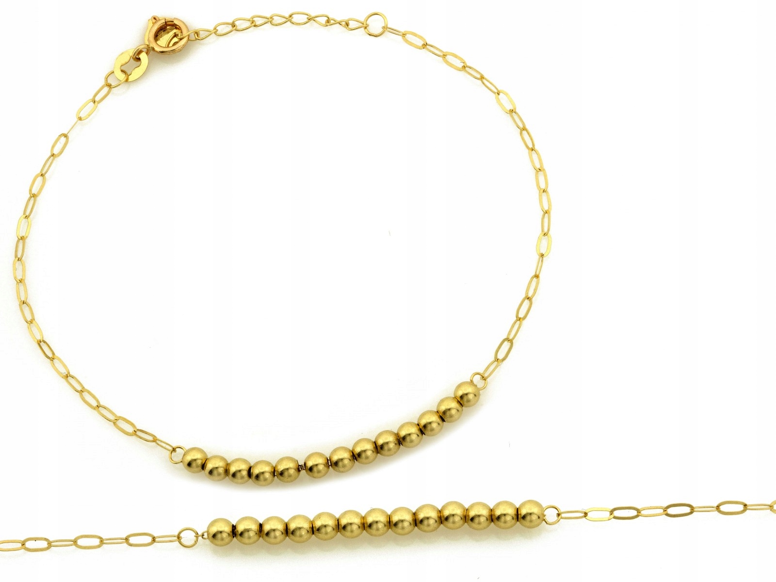 Zlatý náramek 585 s lesklými kuličkami 19 Cm bez kamenů 1.01 g