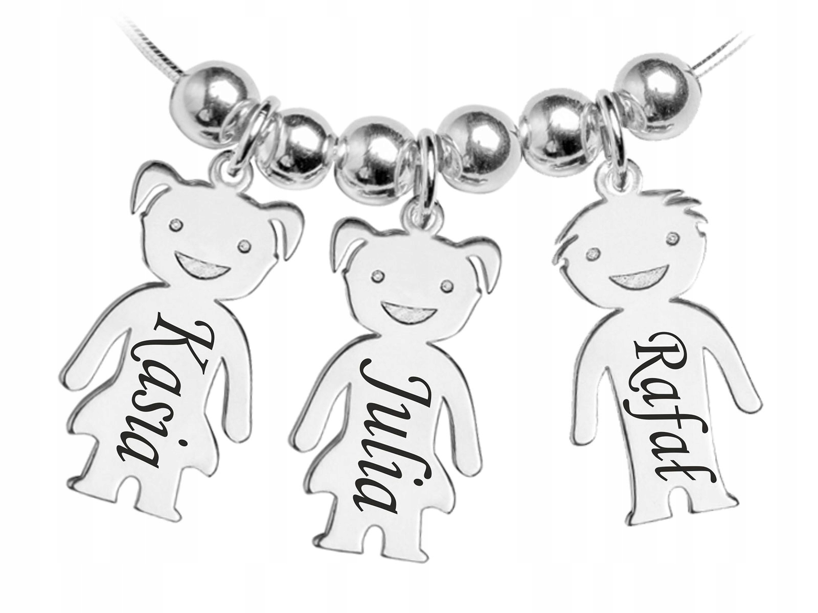 

925 Srebrny Naszyjnik Dla Mamy 3 Dzieci + Grawer