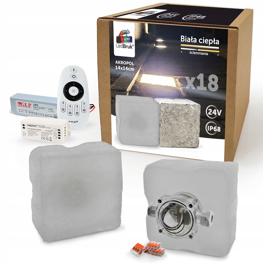 18x Kostka Brukowa LED 24V Akropol 14x14 BC 3100K